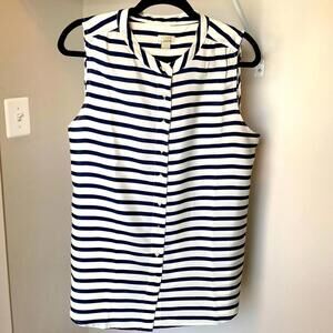 J. Crew Striped Sleeveless Button Down Blouse Size 14